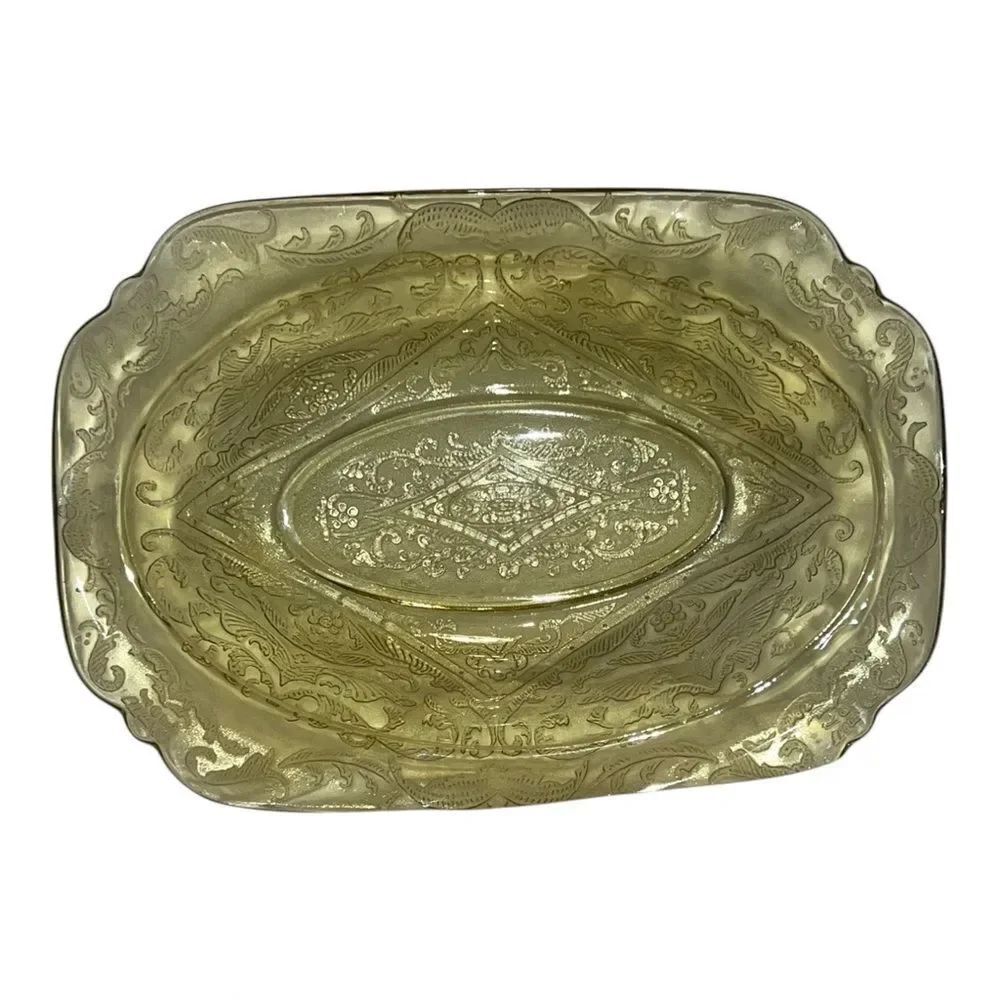 Federal Madrid Oval Vegetable Bowl Amber Depression Glass Vintage Serving